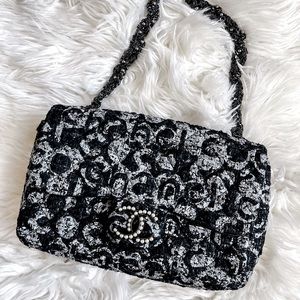 CHANEL TWEED WESTMINSTER PEARL FLAP BAG